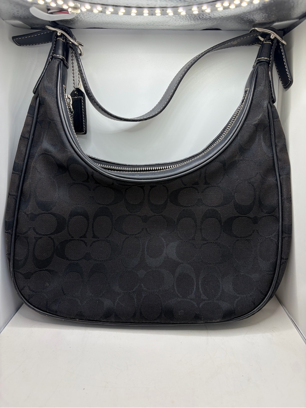 Coach Black Signature Crescent Shoulder Bag with Front Zip Pocket - Picture 3 of 5